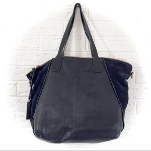 VINCE CAMUTO Navy Alcia Suede and Leather Tote Purse